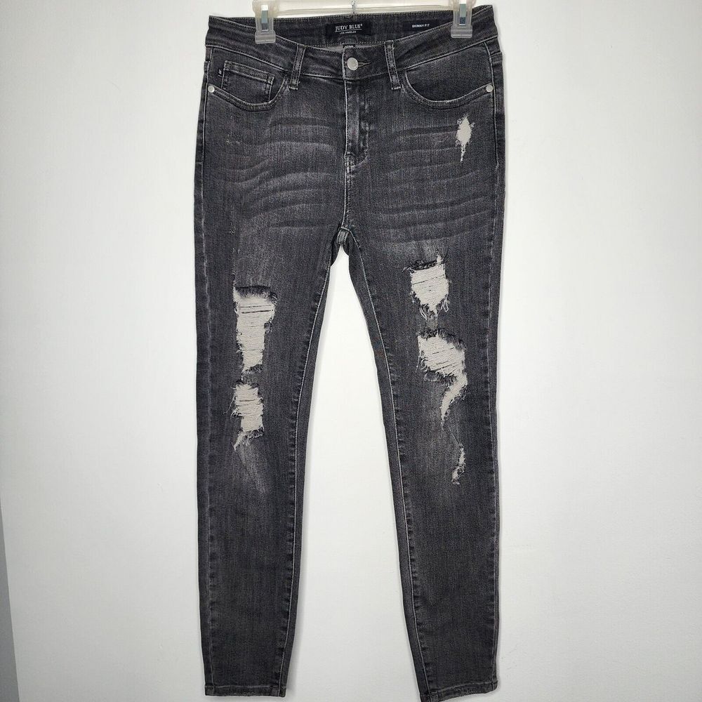 Judy Blue Womens‎ Denim Jeans Skinny Fit Ankle Distressed Size 9/29 Dark Wash - Picture 2 of 7